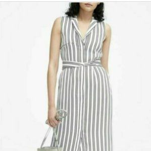 Banana Republic Stripe Trench Dress, White & Black Stripe Size 20